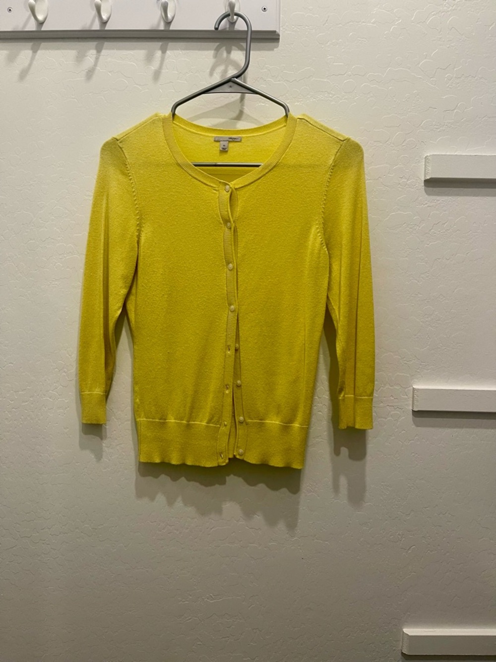Halogen Yellow Button-Front Crewneck Cardigan